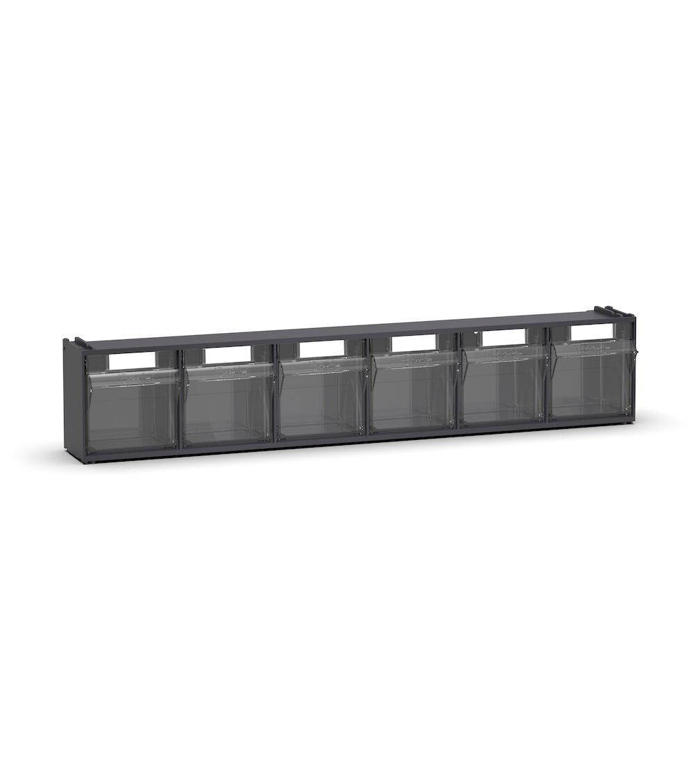 Cassettiera porta minuteria Visual Box, 6 cassetti, grigio antracite, L600 x P96 x H112 mm