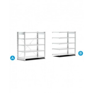 Scaffale porta contenitori mis.4 a 5 piani, L1057 x P521 x H1111 mm