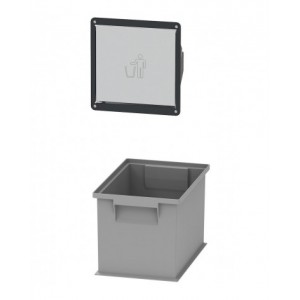 Portello in acciaio inox con supporti per vano rifiuti Garage