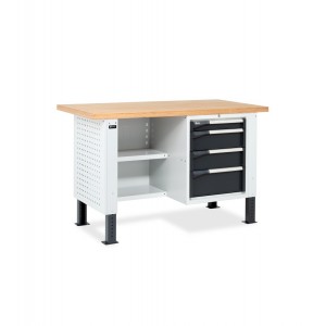 Werktisch mit Schubladenschrank und 2 Halbböden, L 150 cm MASTERBR1501