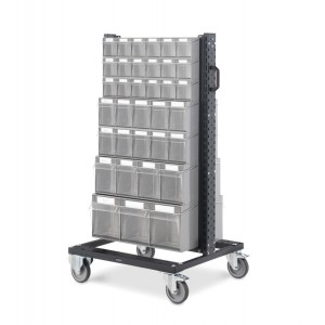 Wagen Bin Cart mit 70 transparenten Schubladenschränken Visual Box, BINCART0701