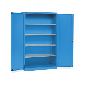 Flügeltürschrank mit 4 geschlitzten Böden, 1193x555x2000 H mm, RAL 5012, PERFOM17003