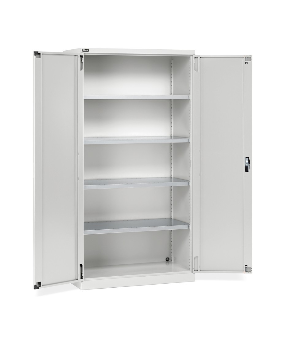 Schrank mit 2 Türen, 4 Fachböden, 1023x555x2000 H mm, hellgrau