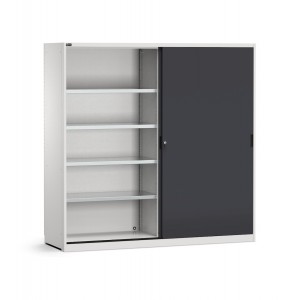 Armadio da officina con porte scorrevoli e paratia divisoria, L 2040 mm GARAGE080