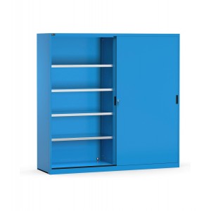 Metallschrank mit Schiebetüren und Fachböden, B2040 x T600 x H2000 mm, PERFOM21009