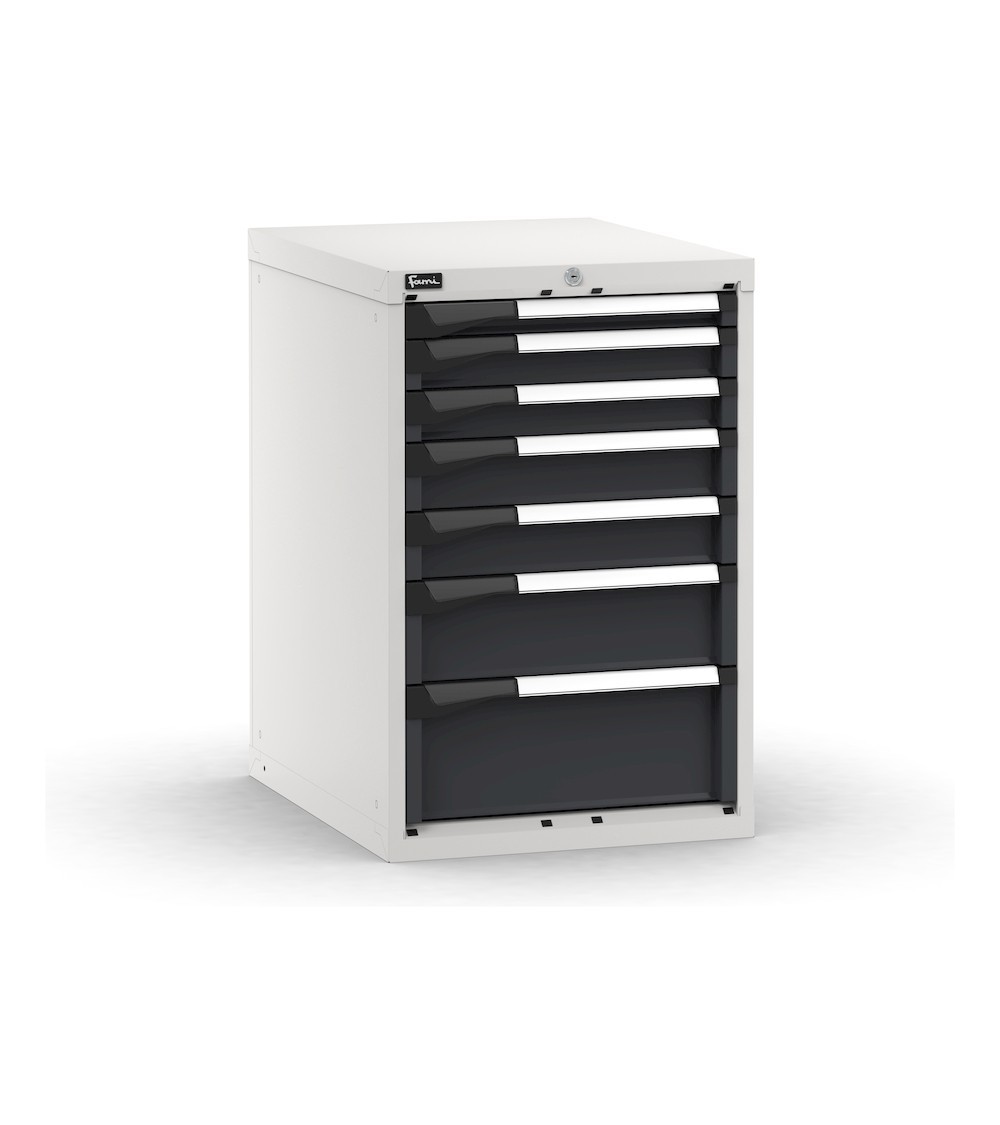Schubladenblock für die Werkbank, 1x50, 2x75, 2x100, 1x150, 1x200, B561 x T726 x H850 mm