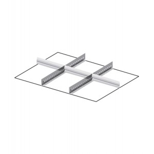 Set mit 2 geschlitzten Längsteilern, 3 Querteilern für Schubladen mit H 50 mm, 36x27 EH