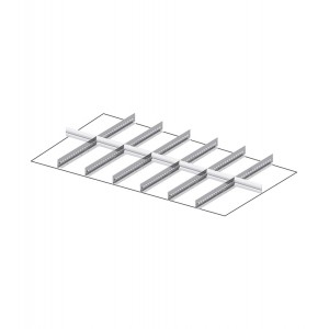 Set mit 6 geschlitzten Längsteilern, 7 Querteilern für Schubladen mit H 200/250 mm, 64X36 EH