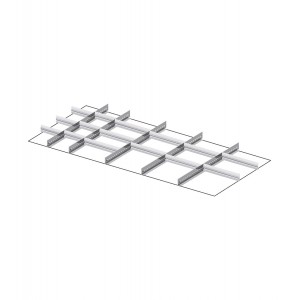 Set mit 5 geschlitzten Längsteilern, 15 Querteilern für Schubladen mit H 100/125 mm, 78X36 EH