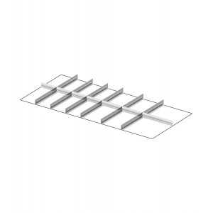 Set mit 6 geschlitzten Längsteilern, 7 Querteilern für Schubladen mit H 75 mm, 78X36 EH