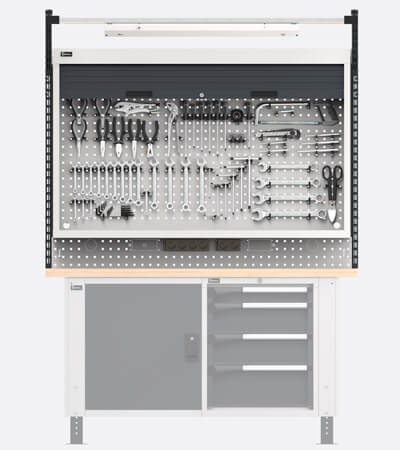 Hängeschränke mit Rollläden für Werkbänke